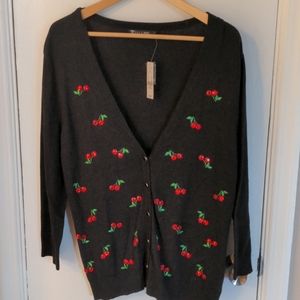 NWT Jeweled Cherries Cardigan